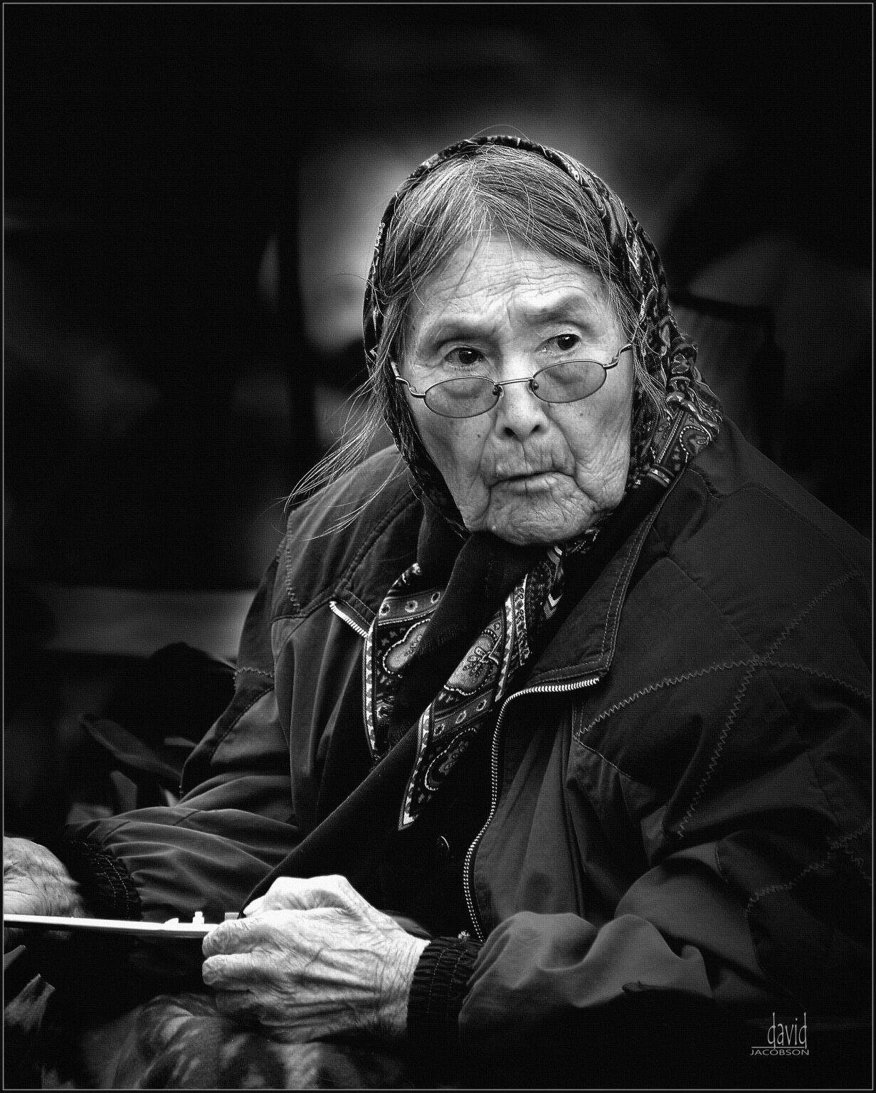Portrait of the late Mabel William, one of the Tŝilhqot’in Elders who gave evidence in the Aboriginal Title case. Photo: David Jacobson.